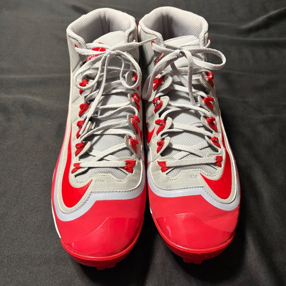 Nike Alpha Huarache 2KFilth Pro Mid MCS Baseball Cleats Men's 13 Red Gray